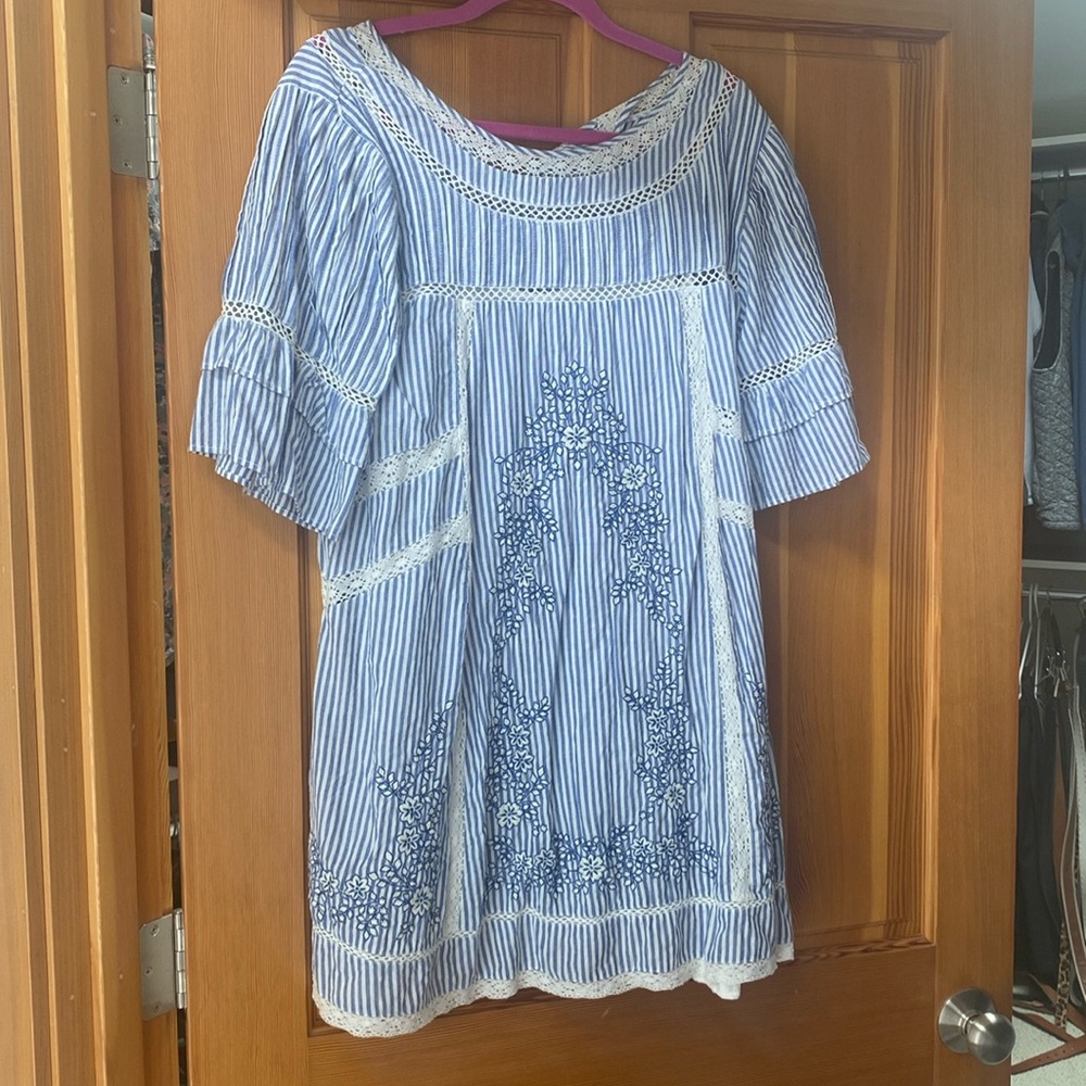 Blue and White strip tunic dress